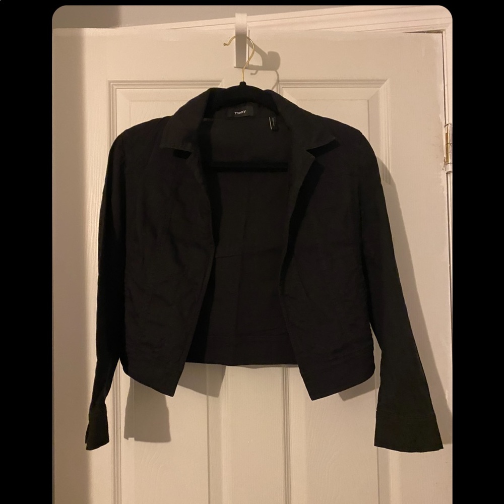 THEORY cropped linen jacket XS